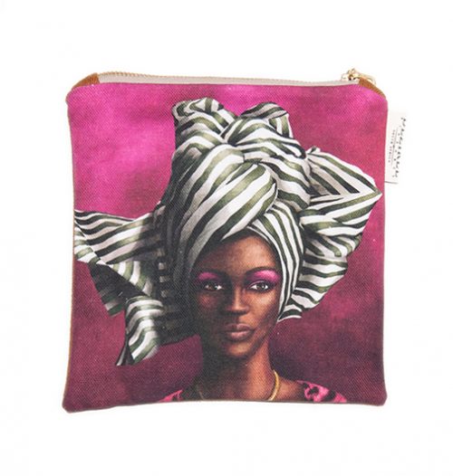 African Woman Black & White Coin Purse
