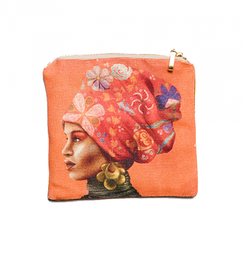 African Woman Black Necklace Coin Purse