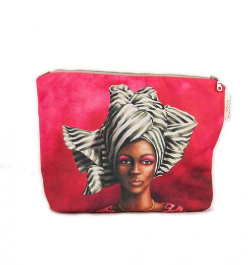 African Woman Black & White Toiletries Bag