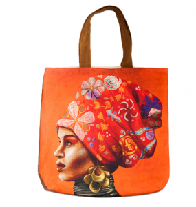 African Woman Black Necklace Beach Bag