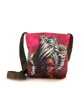 African Woman Black and White Sling Bag