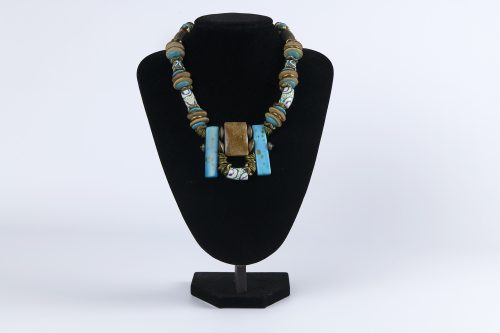 Necklace Light Blue, White and Bronze