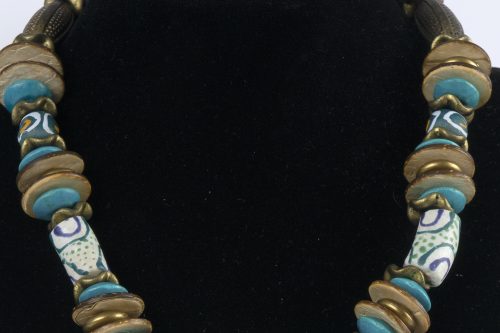 Necklace Light Blue, White and Bronze - Image 3