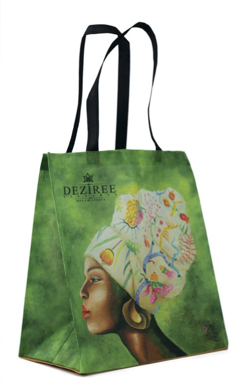 African Women Beige Floral Shopper Bag (Recycled PET) - Image 3