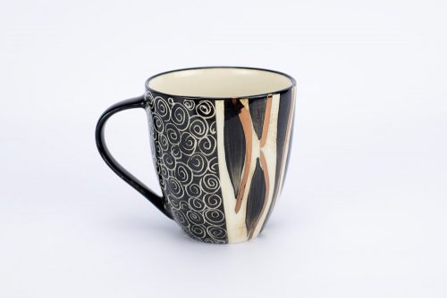 Letsopa Ceramics Hug-Mug in Black Zebra Gold design