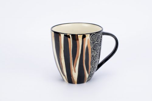 Letsopa Ceramics Hug-Mug in Black Zebra Gold design