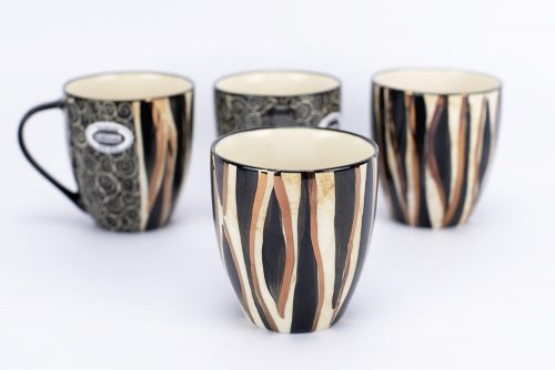 Letsopa Ceramics Hug-Mug in Black Zebra Gold design