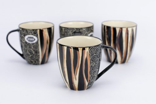 Letsopa Ceramics Hug-Mug in Black Zebra Gold design
