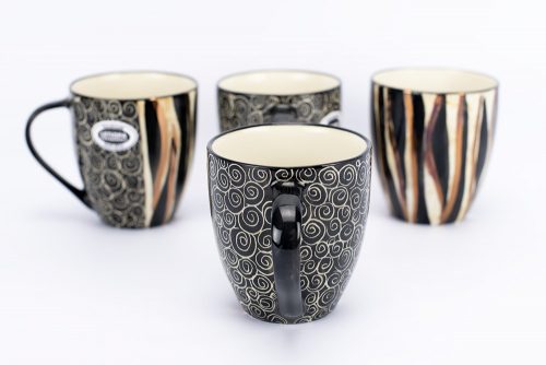 Letsopa Ceramics Hug-Mug in Black Zebra Gold design