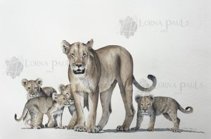 Leeuwin met welpen door Lorna Pauls