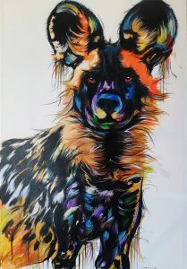 Painted dog by Justin Mashora 80x120cm 506pix