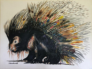 Porcupine painting by Justin Mashora