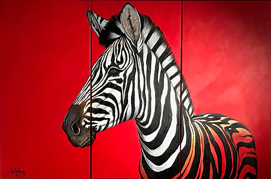 Zebra on Red by Nic van Rensburg
