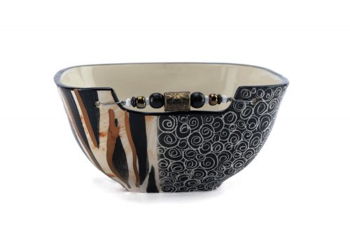 Letsopa Ceramics Bowl in Black Zebra Gold