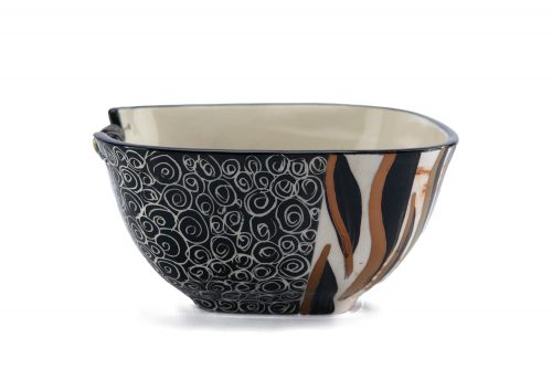 Letsopa Ceramics Bowl in Black Zebra Gold