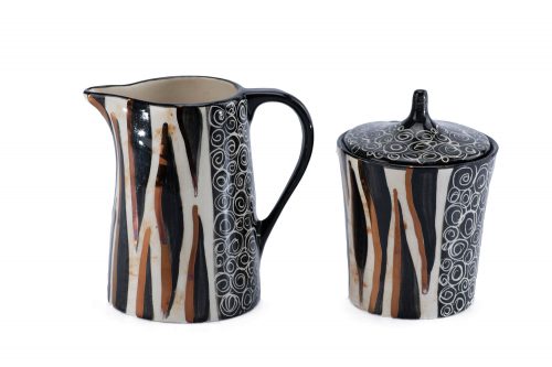 Letsopa Ceramics Milk and Sugar jar in Black Zebra Gold