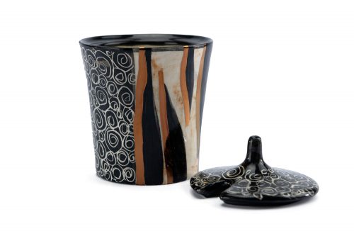 Letsopa Ceramics Sugar jar Black Zebra Gold