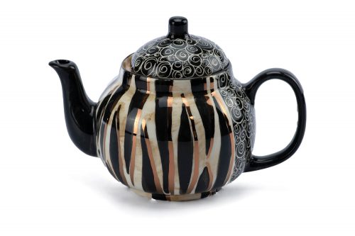 Letsopa Ceramics Teapot in Black Zebra Gold