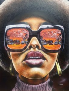 Purple turtleneck orange scene in glasses by Sabelo Mkhaliphi