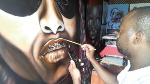 Sabelo Mkhaliphi painting Township Life
