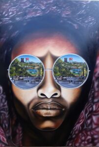 Township life schilderij door Sabelo Mkhaliphi